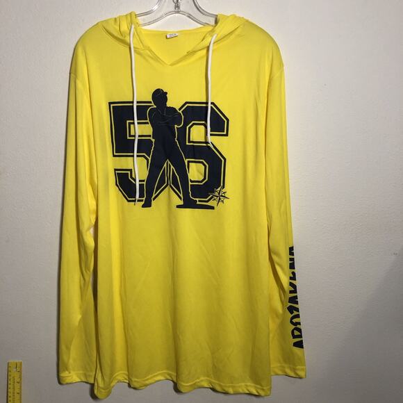 Randy Arozarena XL Crossed Arm Lightweight SGA Lightweight Yellow Hooded Jersey - Picture 3 of 13